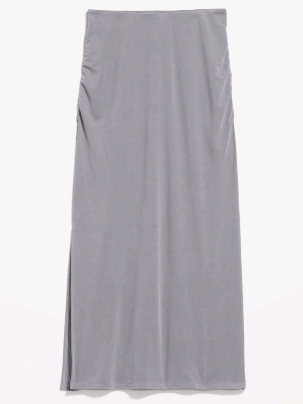 Old Navy Gray Storm Ribbed Knit Ruched Detail Slit Maxi Skirt Medium